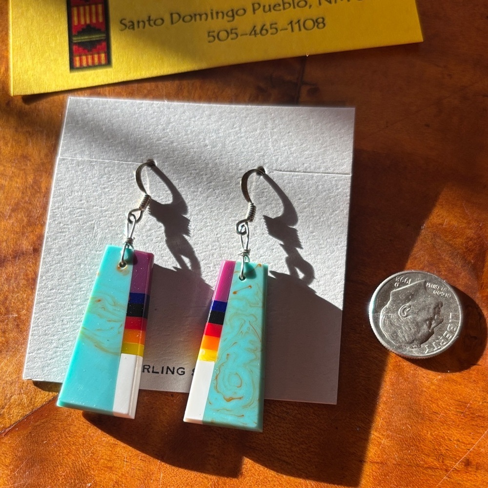 Santo Domingo Turquoise Earrings - Picture 3 of 3